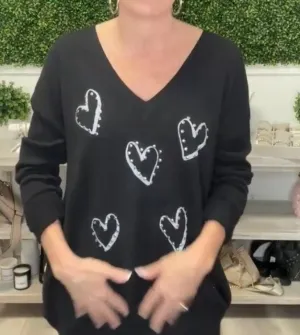 Silver Stud Heart Sweater