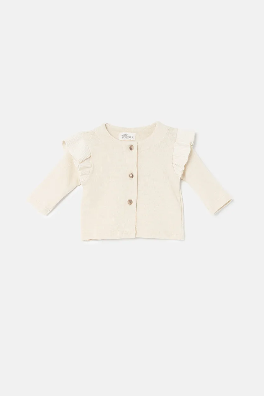 Soft knit flounce baby jacket