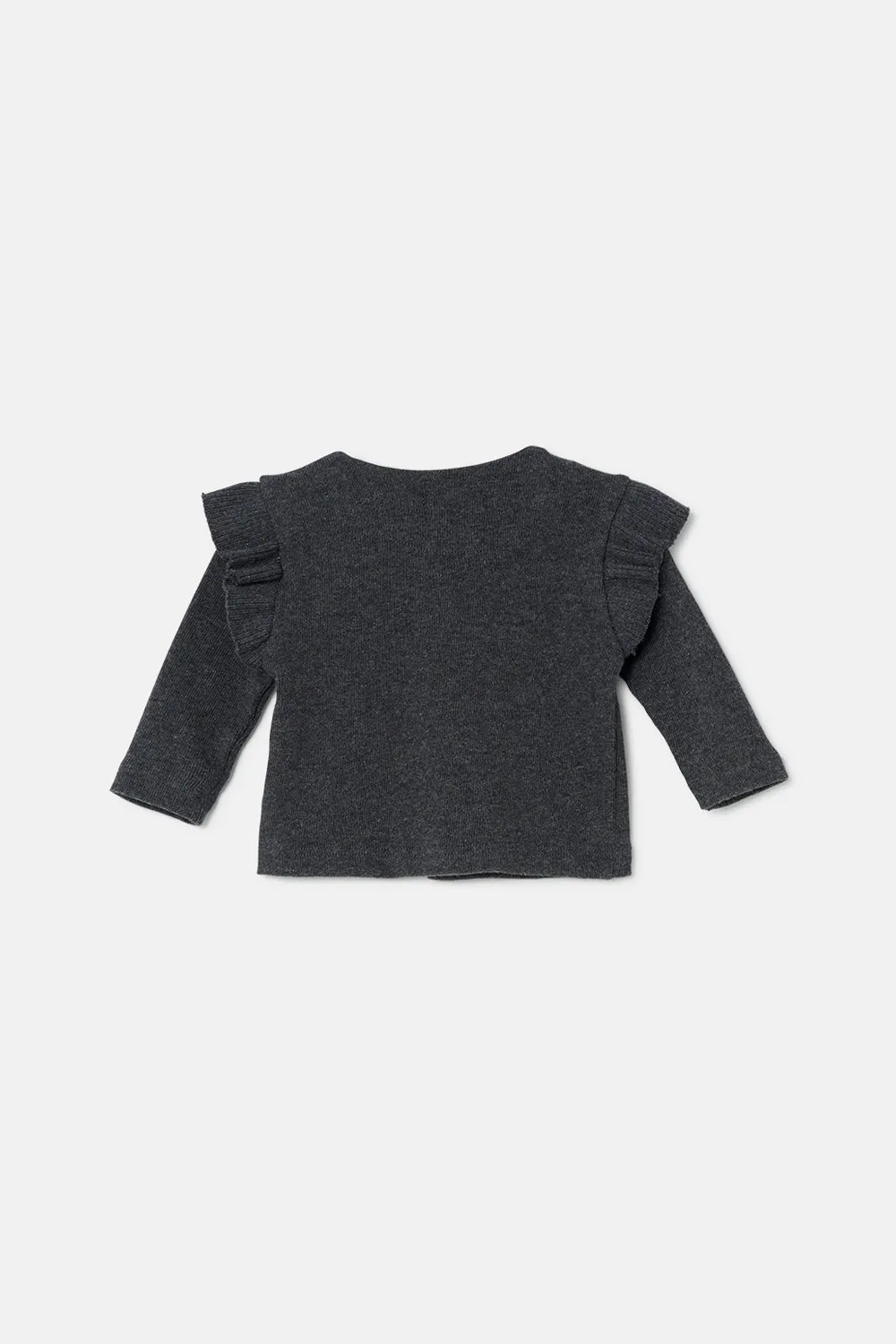 Soft knit flounce baby jacket