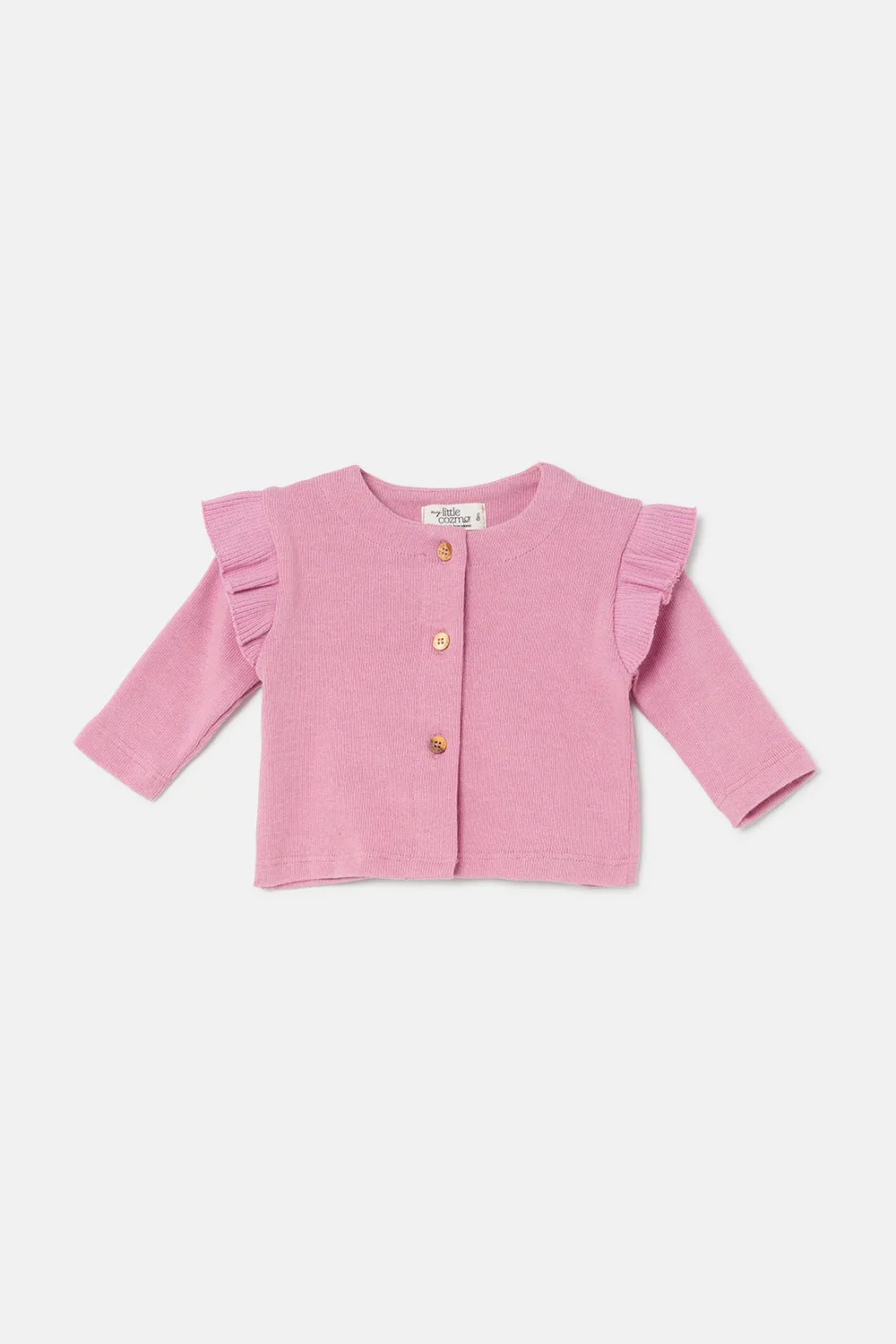 Soft knit flounce baby jacket
