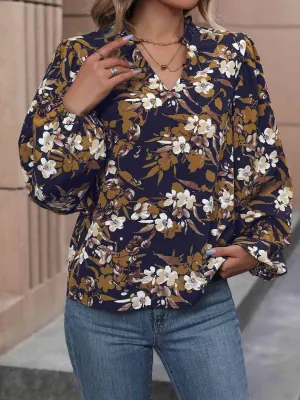 Spring Mood Black Floral Long Sleeve Blouse