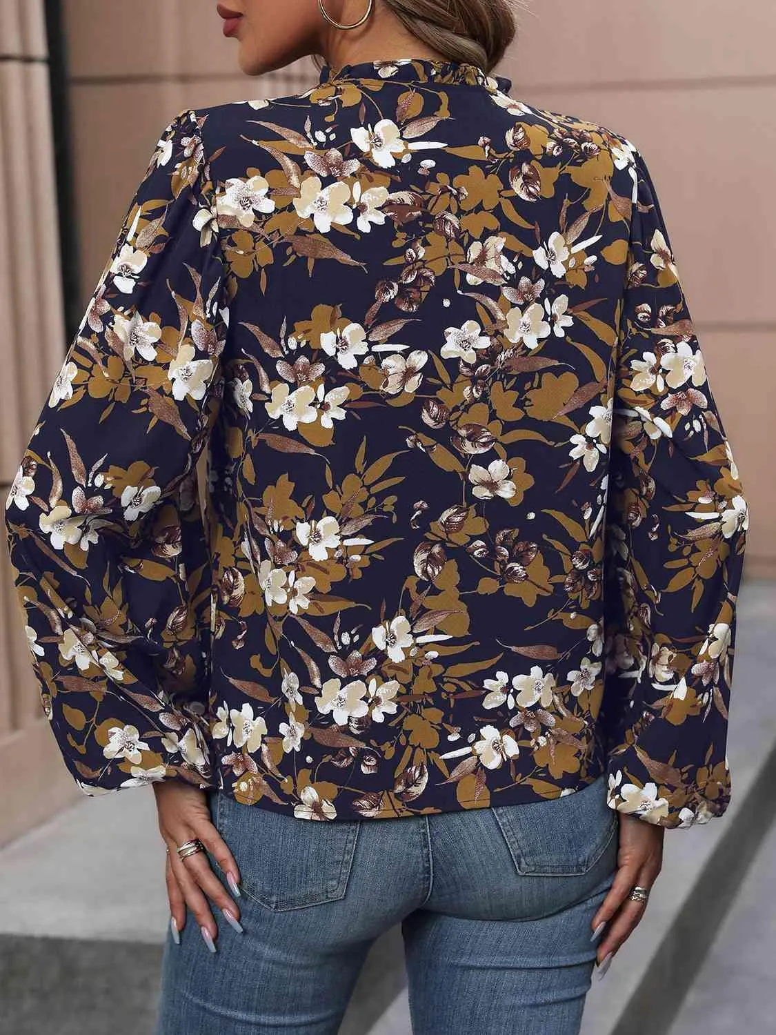 Spring Mood Black Floral Long Sleeve Blouse