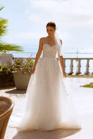 Strapless Sweetheart Neckline Wedding Dress -  Aline Ball Gown Wedding Dress - Lace Corset Back Wedding Dress Plus Size