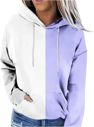 TANGNADE Women's Fall Hoodies Casual Trendy Long Sleeve Sweatshirt Drawstring Hooded Pullover Tops Pocket Workout Blouse