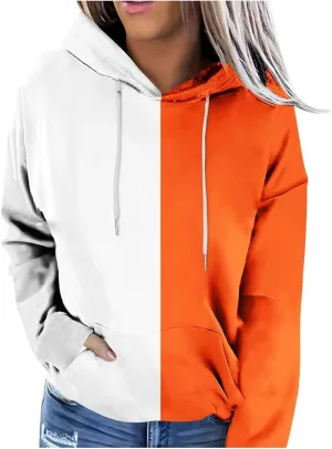TANGNADE Women's Fall Hoodies Casual Trendy Long Sleeve Sweatshirt Drawstring Hooded Pullover Tops Pocket Workout Blouse