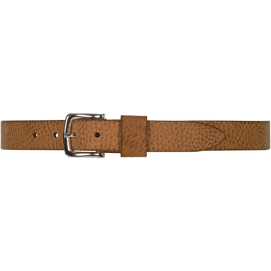 Timeless belt in leather quality / 12824 - Cognac/Silver