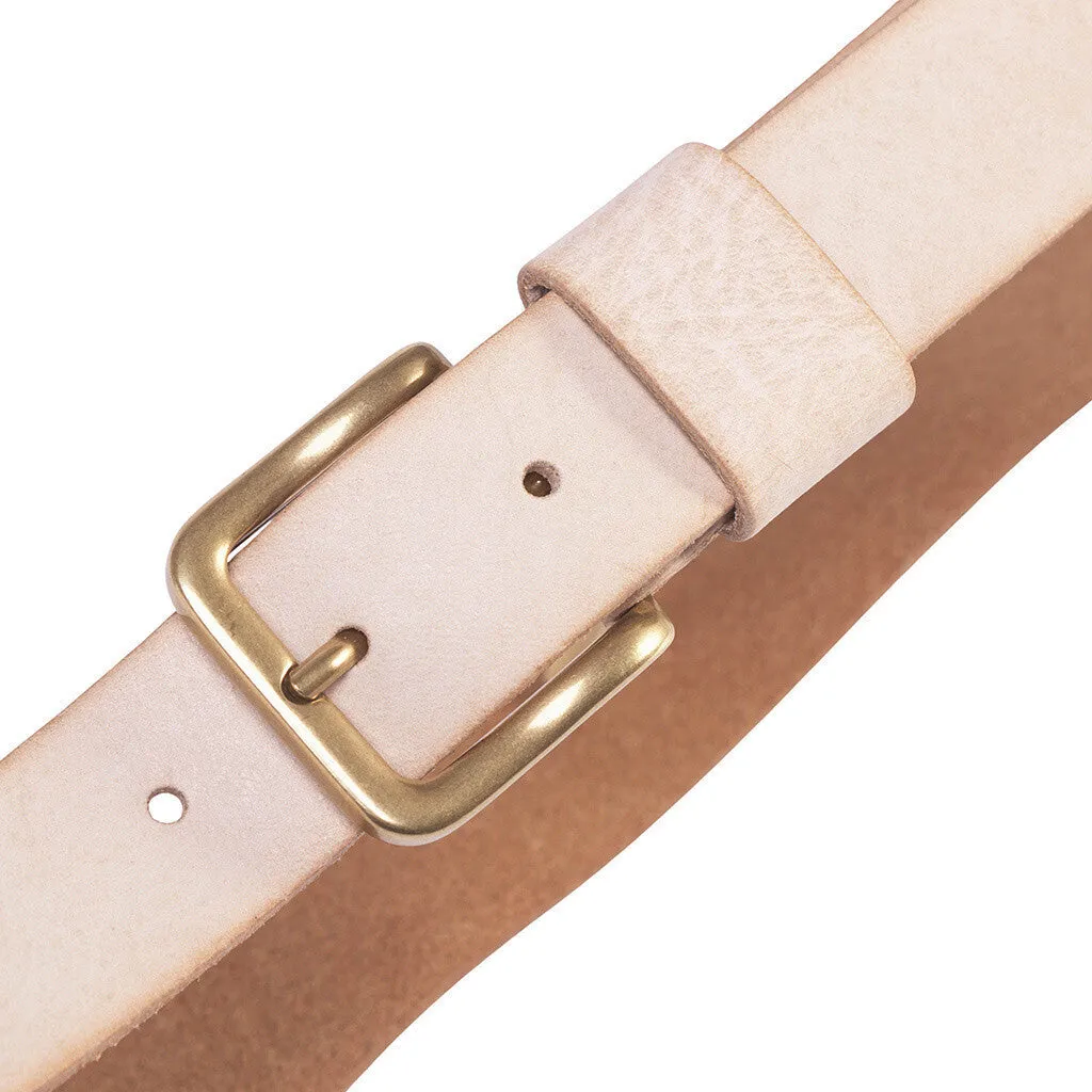 Timeless belt in leather quality / 12824 - Sand/Brass