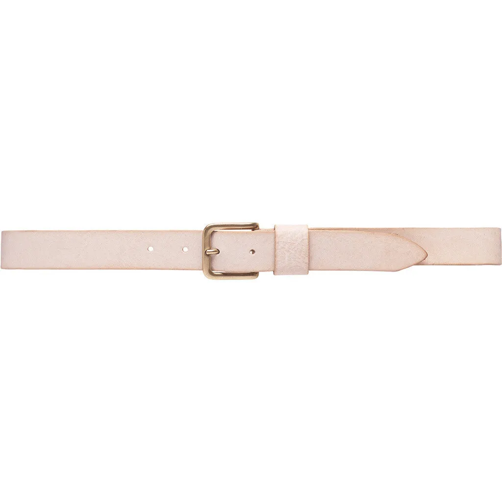Timeless belt in leather quality / 12824 - Sand/Brass