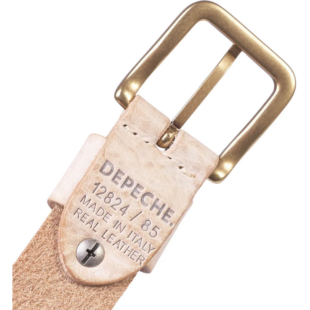 Timeless belt in leather quality / 12824 - Sand/Brass