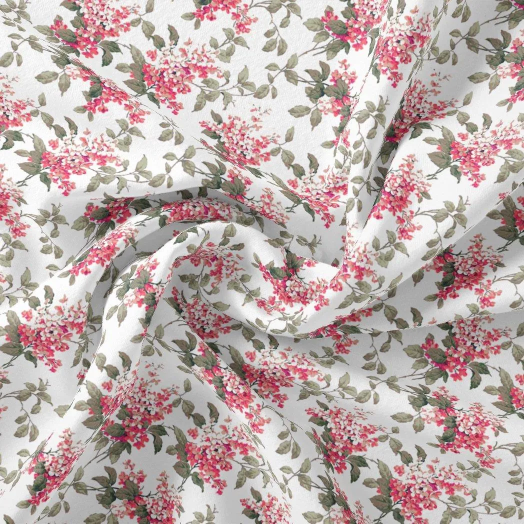 Tiny Daffodil Flower With Birch Leaves Digital Printed Fabric - Weightless