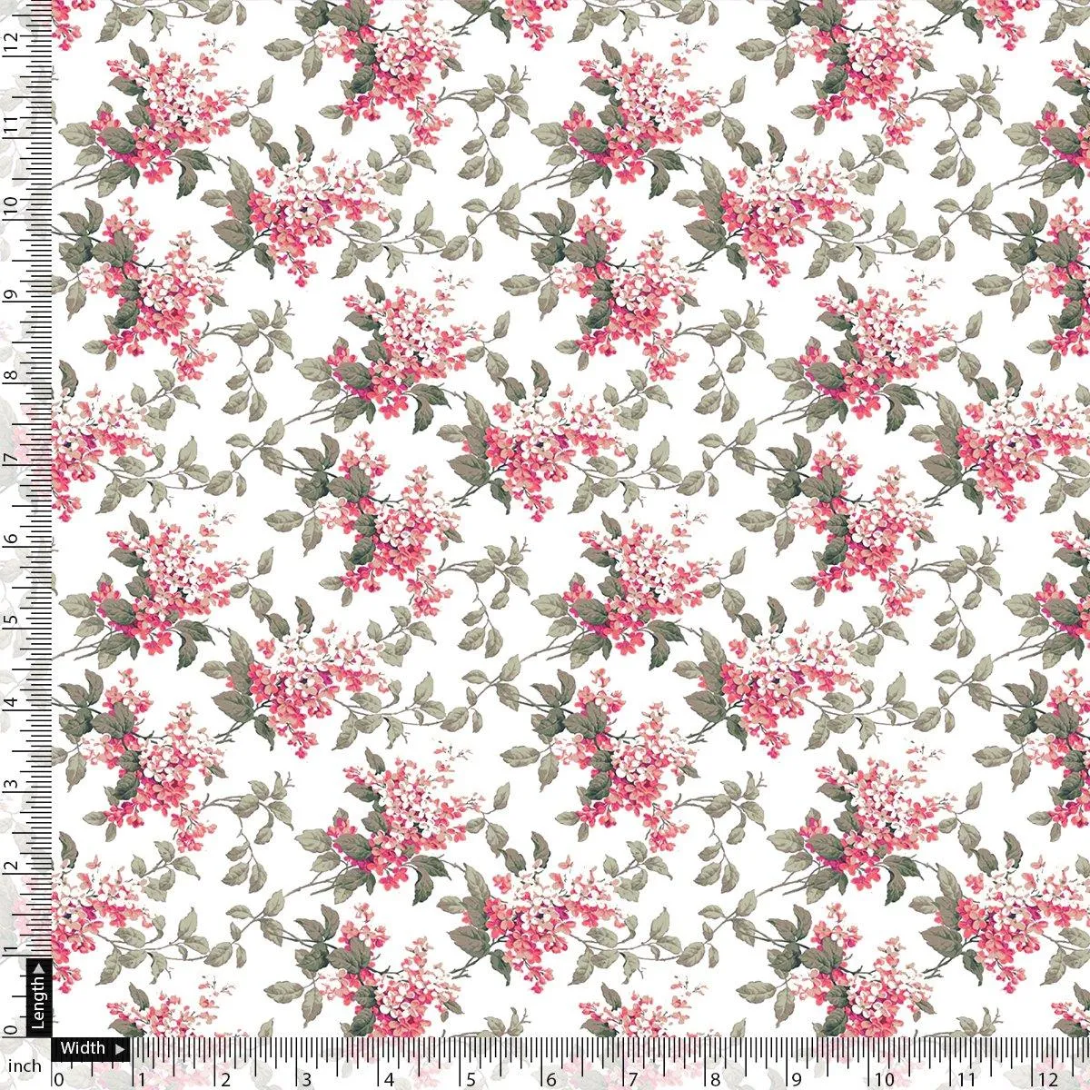 Tiny Daffodil Flower With Birch Leaves Digital Printed Fabric - Weightless
