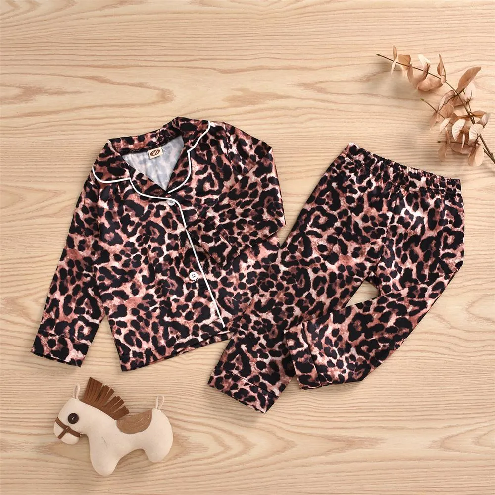 Toddler Girls Button Cardigan Leopard Top & Pants Wholesale Girl Clothing