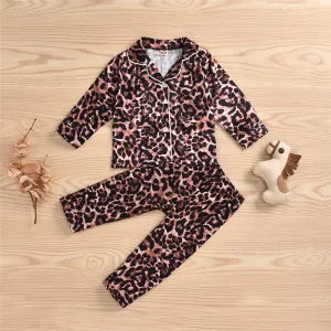 Toddler Girls Button Cardigan Leopard Top & Pants Wholesale Girl Clothing