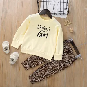 Toddler Girls Letter Print Top & Leopard Pants Toddler Girls Wholesale