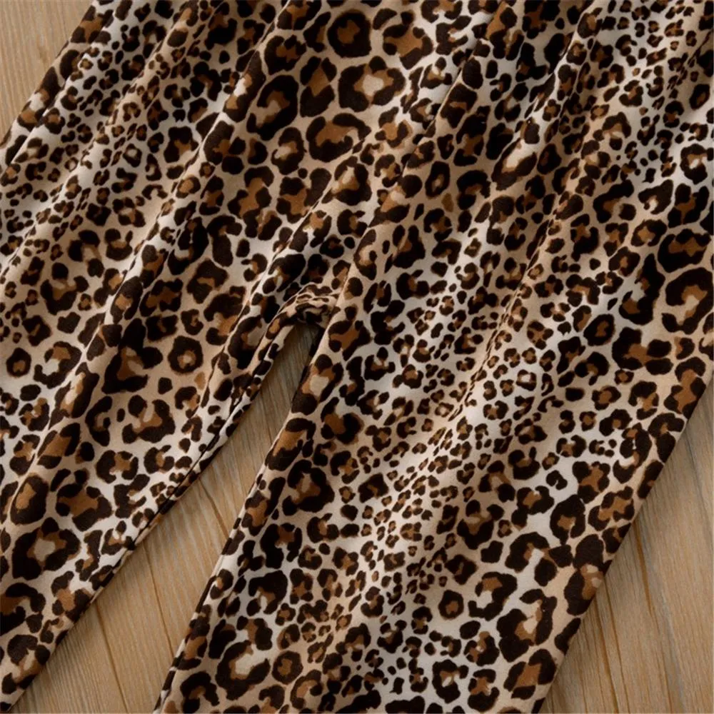 Toddler Girls Letter Print Top & Leopard Pants Toddler Girls Wholesale