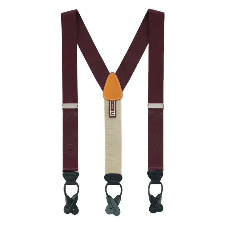 Trafalgar Hudson Nylon Button End Braces | Burgundy