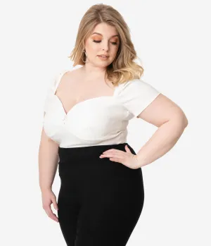 Unique Vintage Plus Size Ivory Sweetheart Nora Top