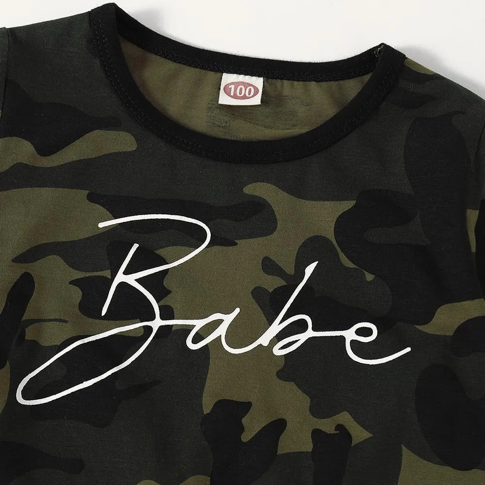 Unisex Bebe Camo Long Sleeve Splicing Top & Pants Wholesale Childrens Clothing