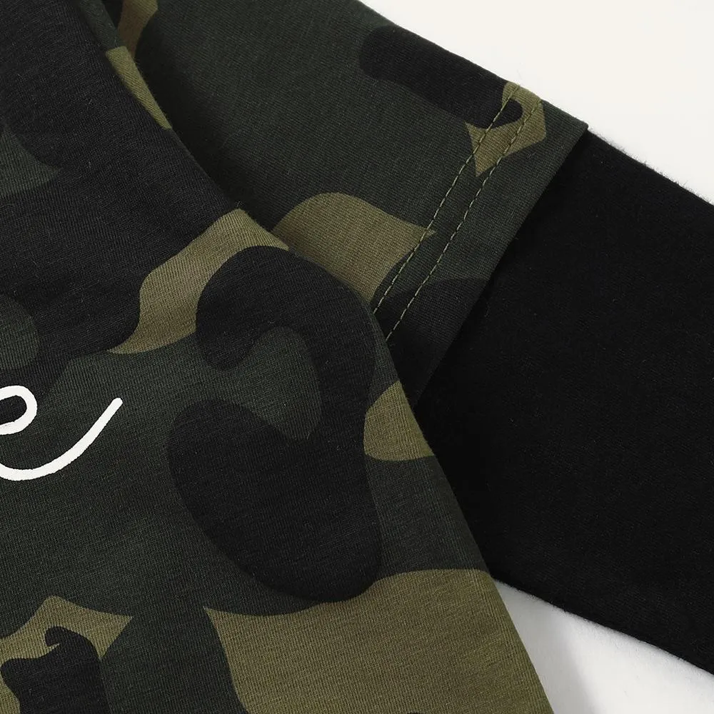 Unisex Bebe Camo Long Sleeve Splicing Top & Pants Wholesale Childrens Clothing