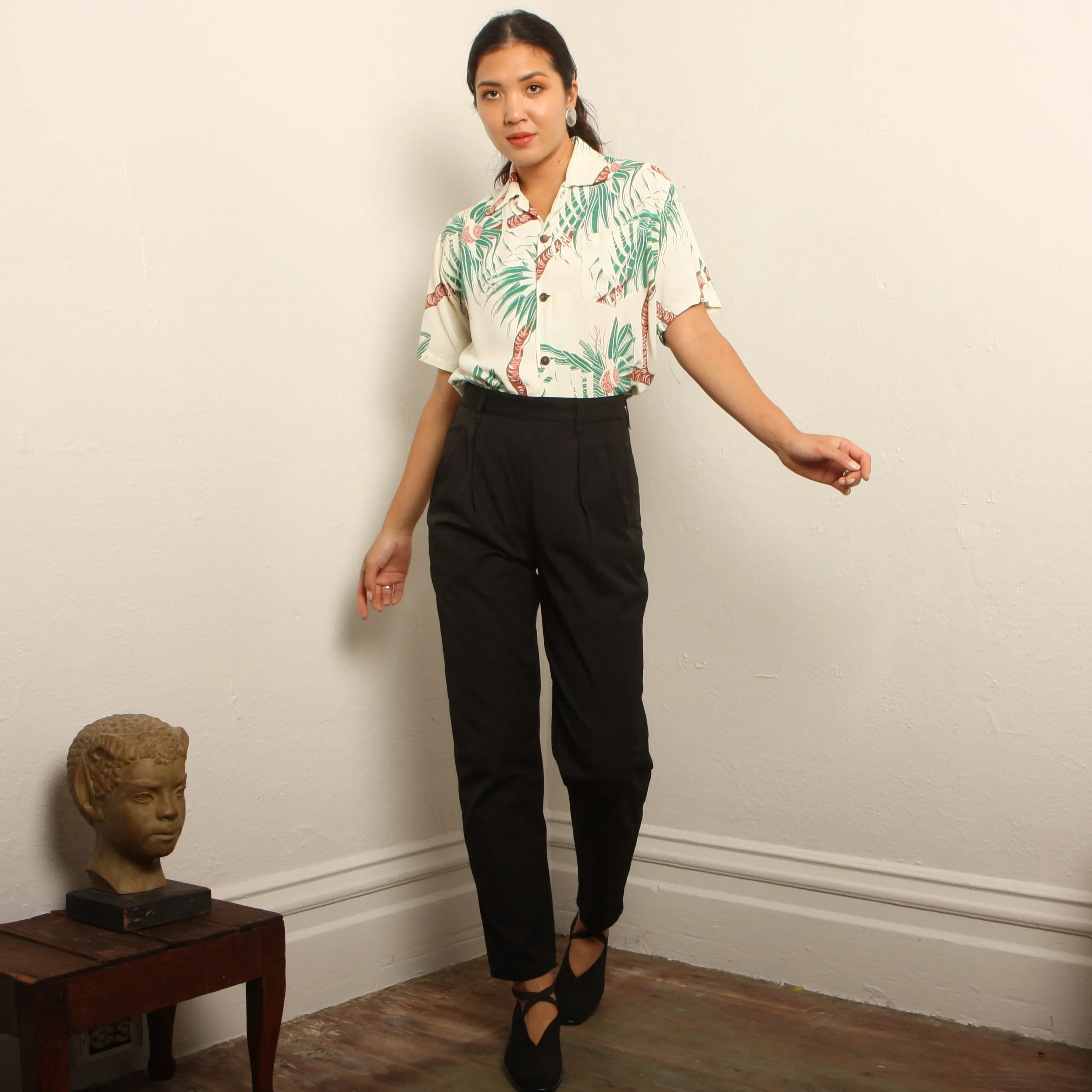 Vintage 80's Esprit Polished Cotton Side Zip Pants