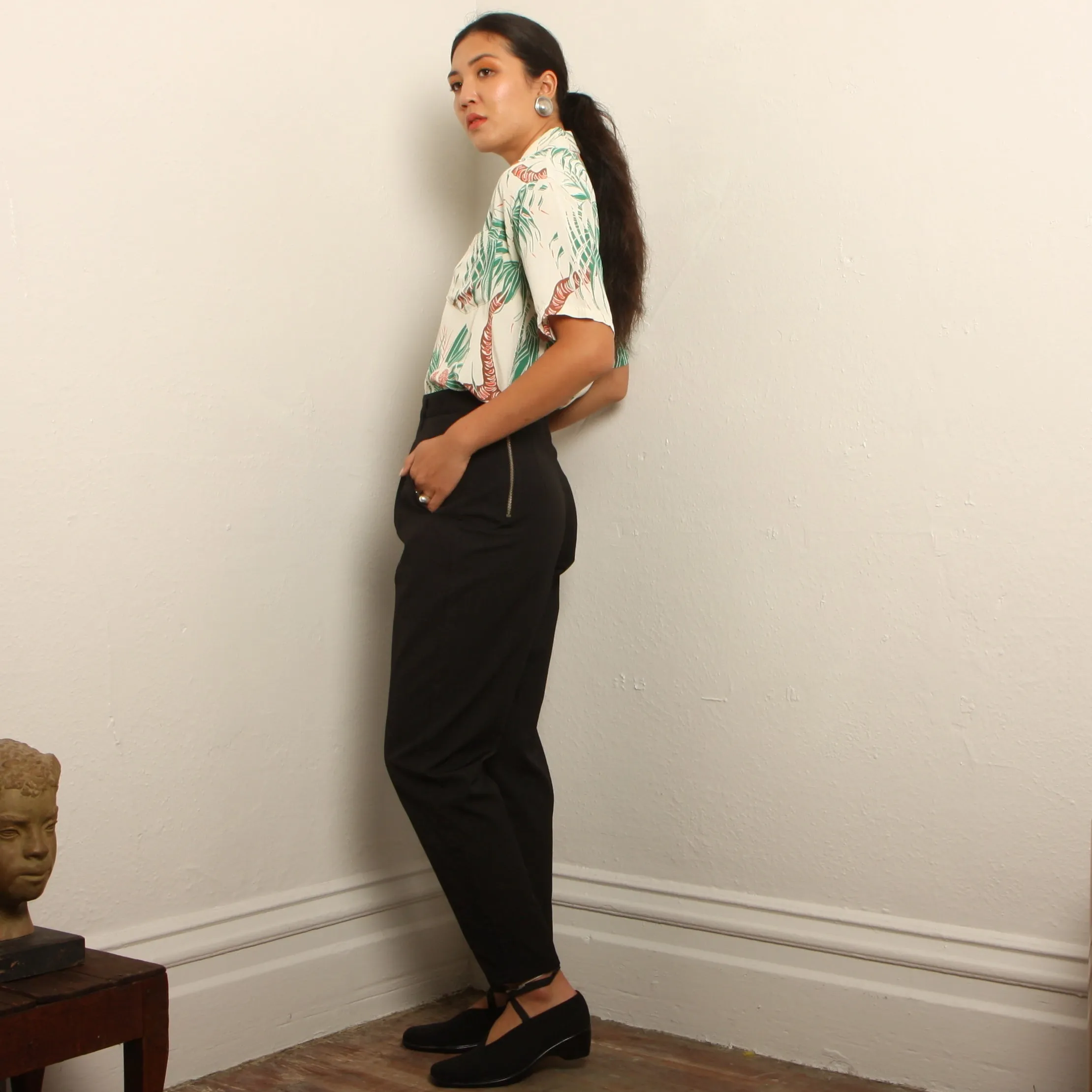 Vintage 80's Esprit Polished Cotton Side Zip Pants