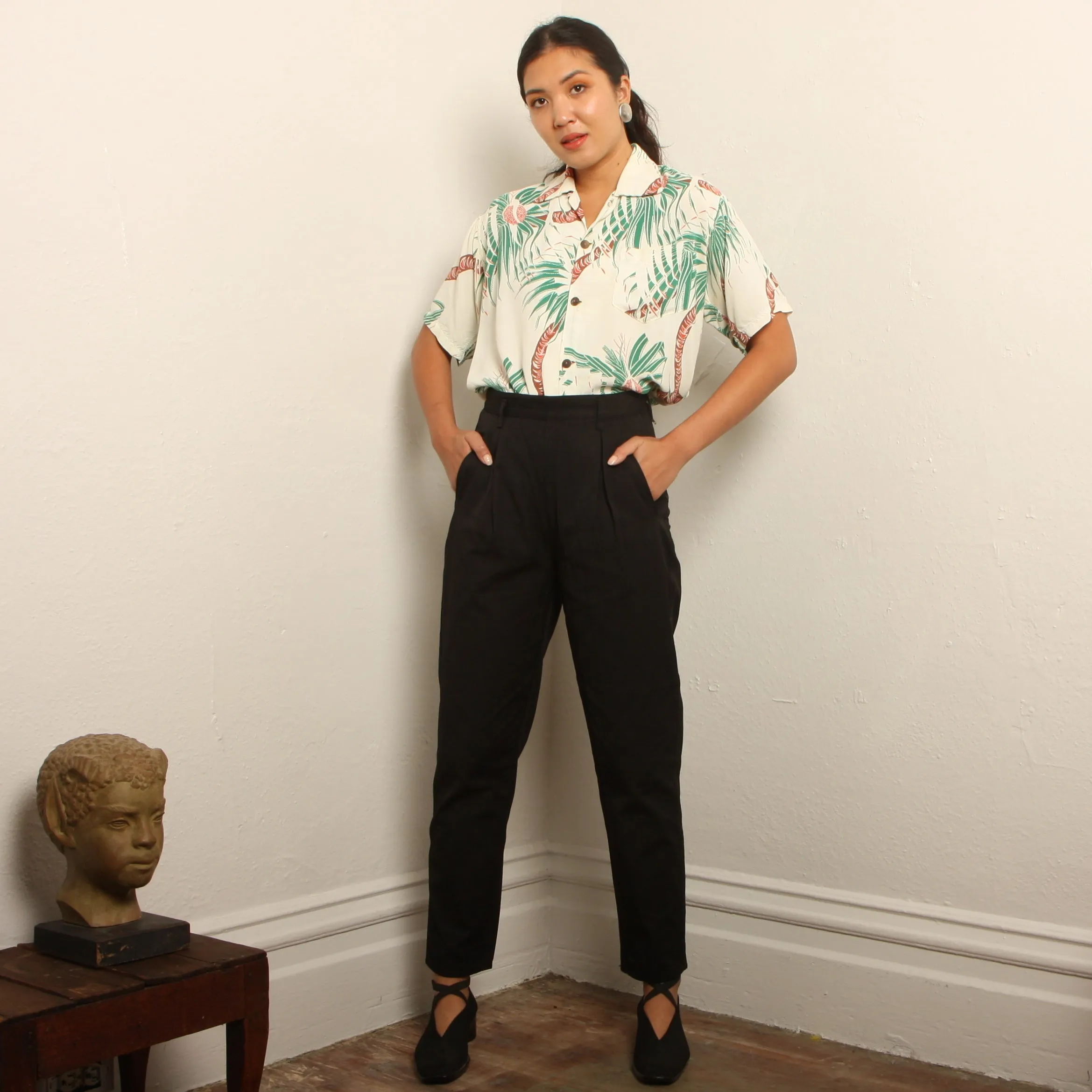 Vintage 80's Esprit Polished Cotton Side Zip Pants