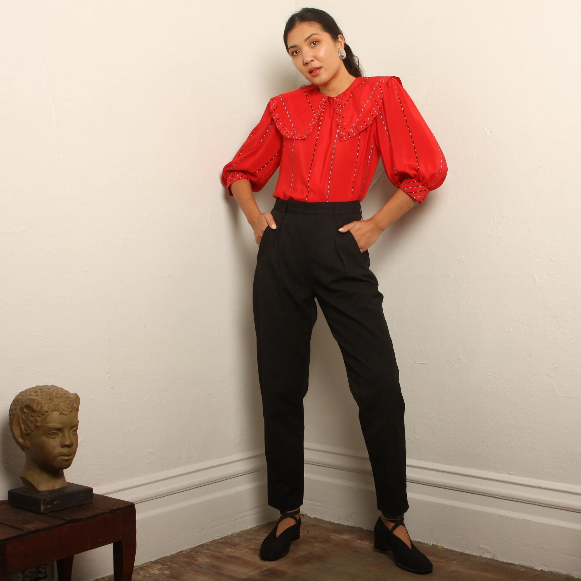 Vintage 80's Esprit Polished Cotton Side Zip Pants