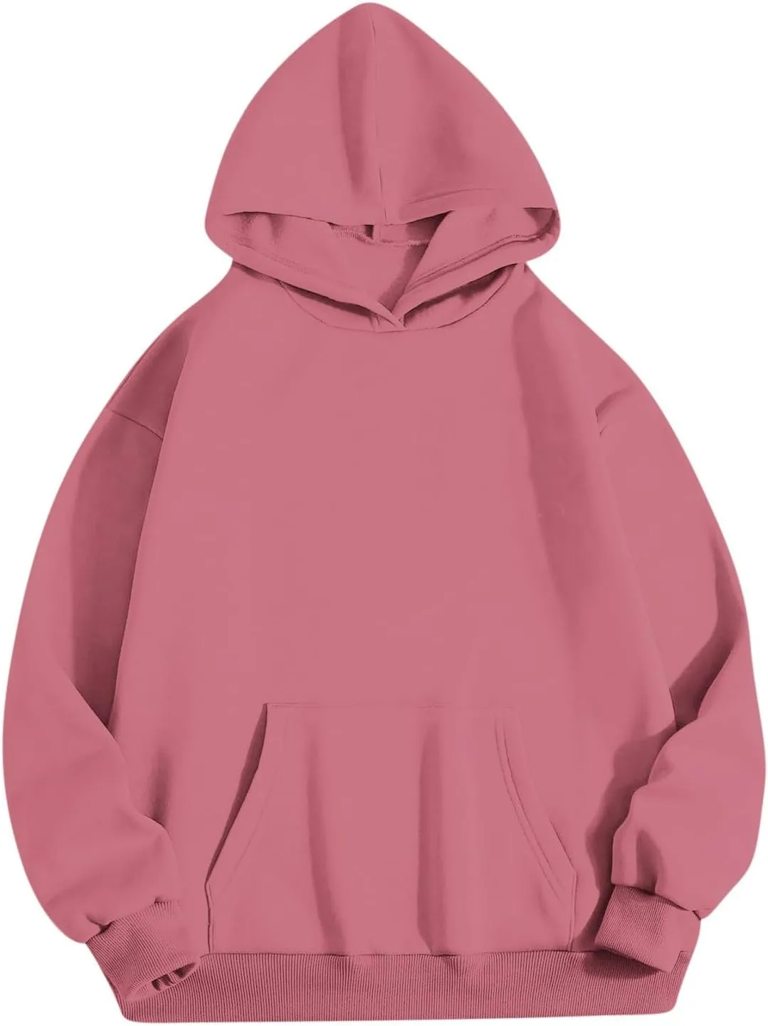 Women Plain Oversized Hoodies Crewneck Hooded Sweatshirt Y2K Cute Pullover Sweater Comfy Fall Outfits Clothes 2024