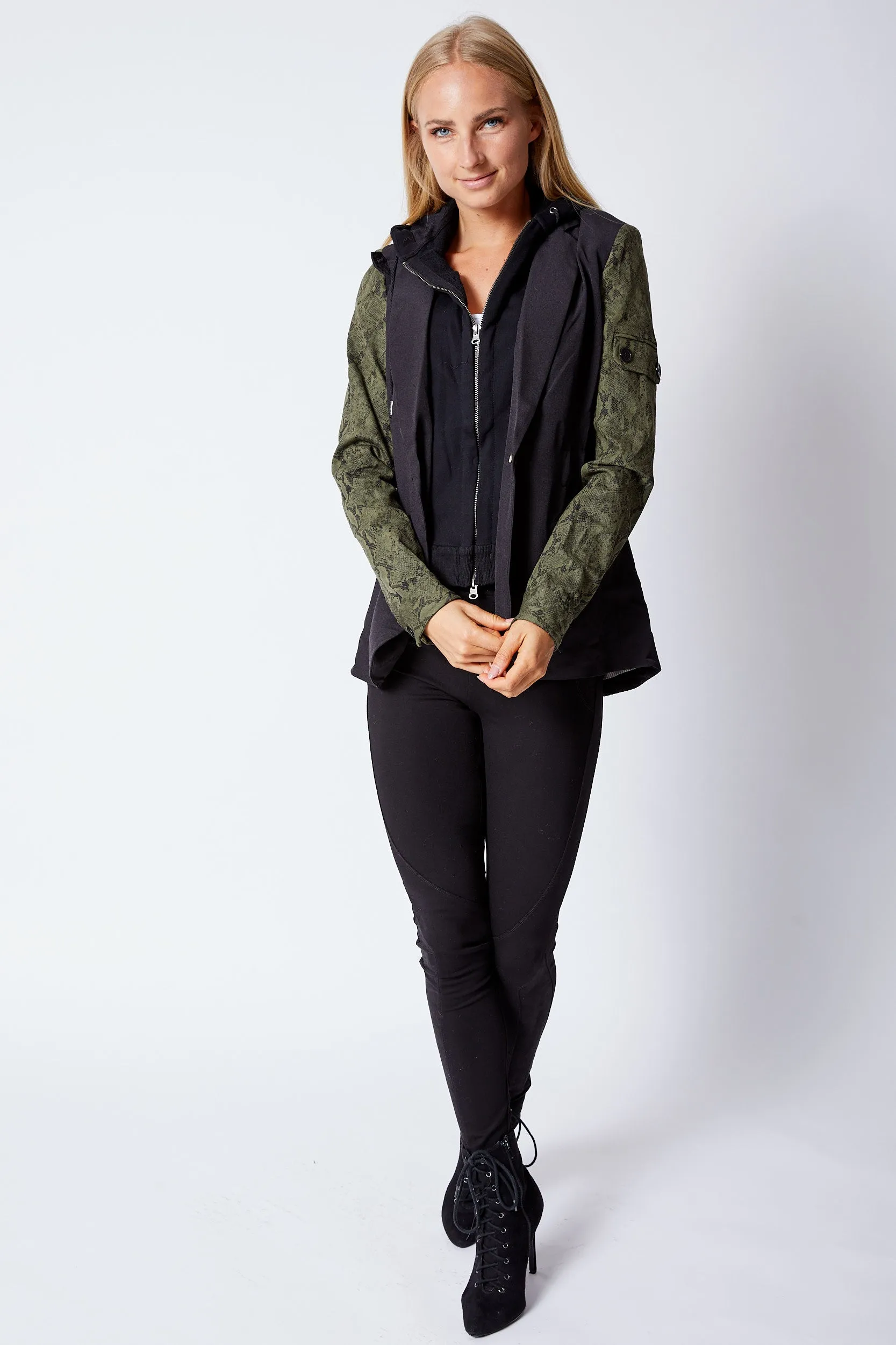 Zip-Out Hoodie Black/Olive Snake Jacket