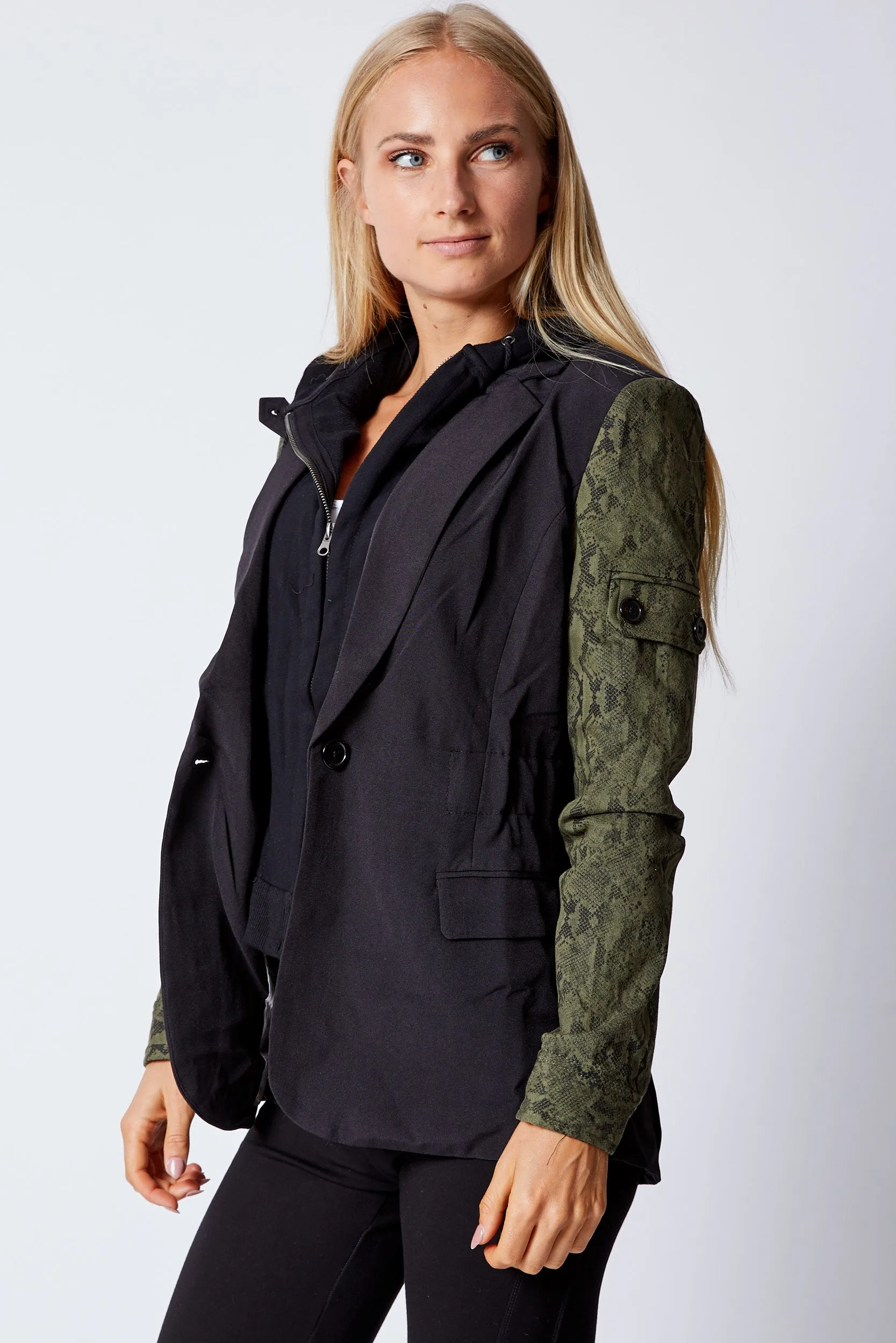 Zip-Out Hoodie Black/Olive Snake Jacket
